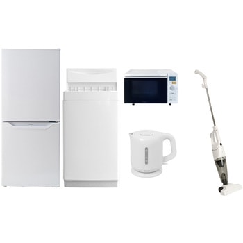 家電セット 寮 オフィス 事務所 新生活家電 5点セット (6kg洗濯機 106L冷蔵庫 オーブンレンジ 電気ケトル スティッククリーナー) YAMAZEN(山善)