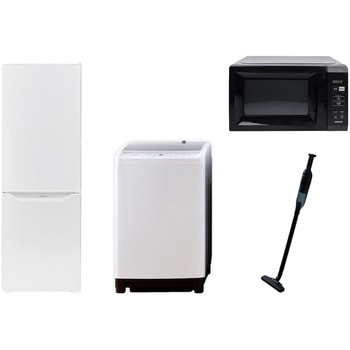 家電セット 寮 オフィス 事務所 新生活家電 4点セット (8kg洗濯機 173L冷蔵庫 電子レンジ 軽量クリーナー) YAMAZEN(山善)