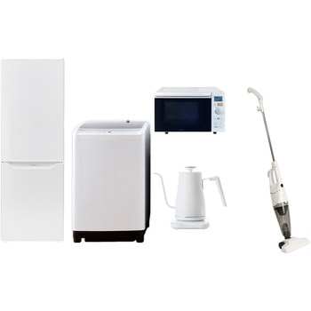 家電セット 寮 オフィス 事務所 新生活家電 5点セット (8kg洗濯機 173L冷蔵庫 オーブンレンジ 温調ケトル スティッククリーナー) YAMAZEN(山善)