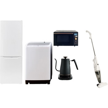 家電セット 寮 オフィス 事務所 新生活家電 5点セット (8kg洗濯機 173L冷蔵庫 オーブンレンジ 温調ケトル スティッククリーナー) YAMAZEN(山善)
