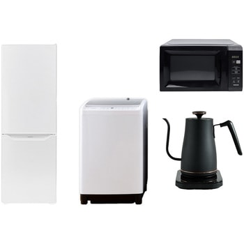 家電セット 寮 オフィス 事務所 新生活家電 4点セット (8kg洗濯機 173L冷蔵庫 電子レンジ 温調ケトル) YAMAZEN(山善)
