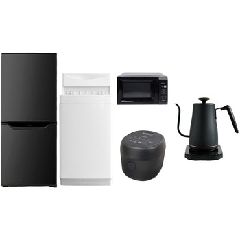 家電セット 寮 オフィス 事務所 新生活家電 5点セット (6kg洗濯機 106L冷蔵庫 電子レンジ 炊飯器 温調ケトル) YAMAZEN(山善)