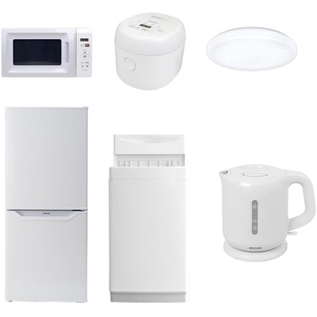 家電セット 寮 オフィス 事務所 新生活家電 6点セット (6kg洗濯機 106L冷蔵庫 電子レンジ 炊飯器 シーリングライト 電気ケトル) - YAMAZEN(山善)