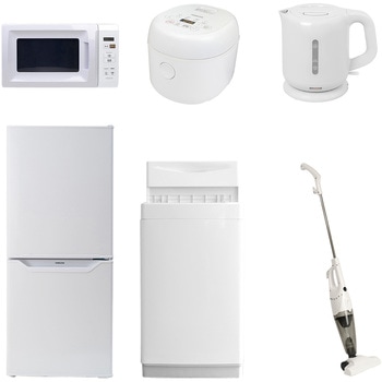 家電セット 寮 オフィス 事務所 新生活家電 6点セット (6kg洗濯機 106L冷蔵庫 電子レンジ 炊飯器 電気ケトル スティッククリーナー) YAMAZEN(山善)
