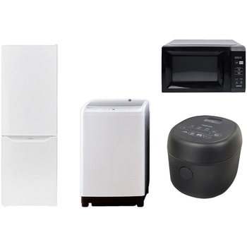 家電セット 寮 オフィス 事務所 新生活家電 4点セット (8kg洗濯機 173L冷蔵庫 電子レンジ 炊飯器) YAMAZEN(山善)
