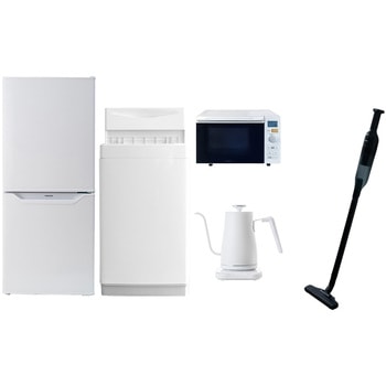 家電セット 寮 オフィス 事務所 新生活家電 5点セット (6kg洗濯機 106L冷蔵庫 オーブンレンジ 温調ケトル 軽量クリーナー) YAMAZEN(山善)