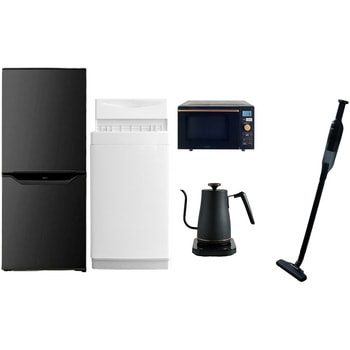 家電セット 寮 オフィス 事務所 新生活家電 5点セット (6kg洗濯機 106L冷蔵庫 オーブンレンジ 温調ケトル 軽量クリーナー) YAMAZEN(山善)