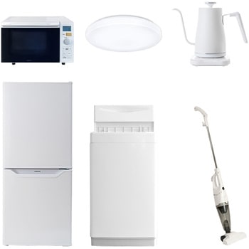 家電セット 寮 オフィス 事務所 新生活家電 6点セット (6kg洗濯機 106L冷蔵庫 オーブンレンジ シーリングライト 温調ケトル スティッククリーナー) - YAMAZEN(山善)