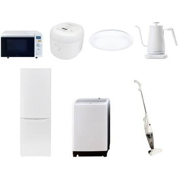 家電セット 寮 オフィス 事務所 新生活家電 7点セット (8kg洗濯機 173L冷蔵庫 オーブンレンジ 炊飯器 シーリングライト 温調ケトル スティッククリーナー) - YAMAZEN(山善)