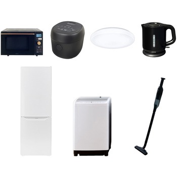 173LDLCDKZS7テンB 家電セット 寮 オフィス 事務所 新生活家電 7点セット (8kg洗濯機 173L冷蔵庫 オーブンレンジ 炊飯器 シーリングライト 電気ケトル 軽量クリーナー) YAMAZEN(山善) 64612417