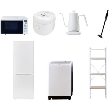 173LD81ZSS7テンW3 家電セット 寮 オフィス 事務所 新生活家電 7点セット (8kg洗濯機 173L冷蔵庫 オーブンレンジ 炊飯器 温調ケトル 軽量クリーナー 家電収納ラック) YAMAZEN(山善) 64613284