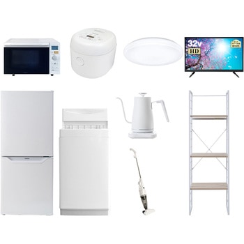 家電セット 寮 オフィス 事務所 新生活家電 9点セット (6kg洗濯機 106L冷蔵庫 オーブンレンジ 炊飯器 シーリングライト 32型液晶テレビ 温調ケトル スティッククリーナー YAMAZEN(山善)