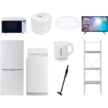 家電セット 寮 オフィス 事務所 新生活家電 9点セット (6kg洗濯機 106L冷蔵庫 オーブンレンジ 炊飯器 シーリングライト 32型液晶テレビ 電気ケトル 軽量クリーナー YAMAZEN(山善)