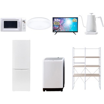 家電セット 寮 オフィス 事務所 新生活家電 7点セット (8kg洗濯機 173L 