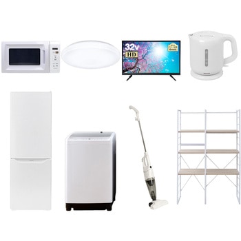 家電セット 寮 オフィス 事務所 新生活家電 8点セット (8kg洗濯機 173L冷蔵庫 電子レンジ シーリングライト 32型液晶テレビ 電気ケトル スティッククリーナー YAMAZEN(山善)