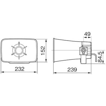 EA763CS-7A 15W 防滴型スピーカー エスコ 寸法232(W)×239(D)×152(H)mm