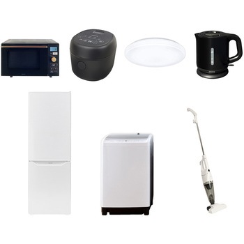 173LDLCDKC7テンB3 家電セット 寮 オフィス 事務所 新生活家電 7点セット (8kg洗濯機 173L冷蔵庫 オーブンレンジ 炊飯器 シーリングライト 電気ケトル スティッククリーナー) YAMAZEN(山善) 64617256