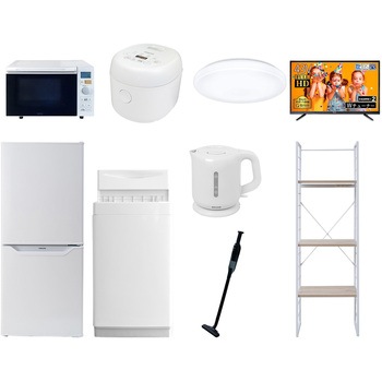 家電セット 寮 オフィス 事務所 新生活家電 9点セット (6kg洗濯機 106L冷蔵庫 オーブンレンジ 炊飯器 シーリングライト 43型液晶テレビ 電気ケトル 軽量クリーナー YAMAZEN(山善)