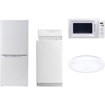 家電セット 寮 オフィス 事務所 新生活家電 4点セット (6kg洗濯機 106L冷蔵庫 電子レンジ シーリングライト) YAMAZEN(山善)