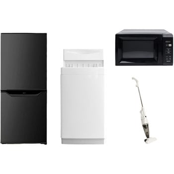 家電セット 寮 オフィス 事務所 新生活家電 4点セット (6kg洗濯機 106L冷蔵庫 電子レンジ スティッククリーナー) YAMAZEN(山善)