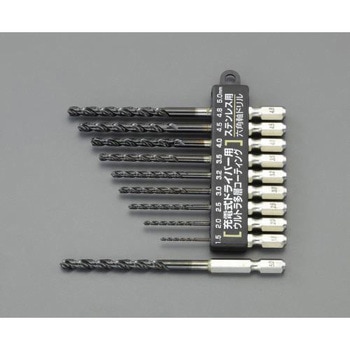 1.5- 5.0mm/10本組 六角軸ドリル(ステンレス用) - エスコ