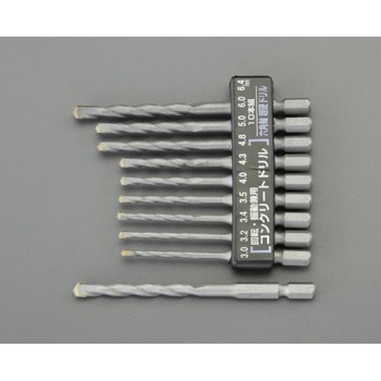 3.0- 6.4mm/10本組 六角軸ドリル(コンクリート用) エスコ