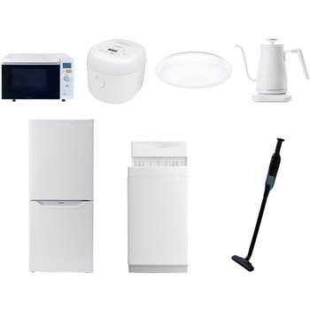 家電セット 寮 オフィス 事務所 新生活家電 7点セット (6kg洗濯機 106L冷蔵庫 オーブンレンジ 炊飯器 シーリングライト 温調ケトル 軽量クリーナー) YAMAZEN(山善)