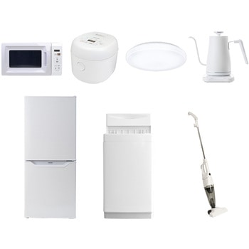 家電セット 寮 オフィス 事務所 新生活家電 7点セット (6kg洗濯機 106L冷蔵庫 電子レンジ 炊飯器 シーリングライト 温調ケトル スティッククリーナー) YAMAZEN(山善)