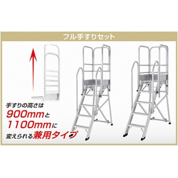 2.00m/8段 作業台(手摺り付/折畳式) エスコ