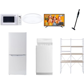 家電セット 寮 オフィス 事務所 新生活家電 7点セット (6kg洗濯機 106L冷蔵庫 電子レンジ シーリングライト 43型液晶テレビ 軽量クリーナー 家電収納ラック) YAMAZEN(山善)