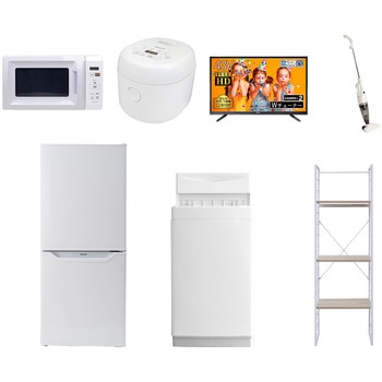 家電セット 寮 オフィス 事務所 新生活家電 7点セット (6kg洗濯機 106L冷蔵庫 電子レンジ 炊飯器 43型液晶テレビ スティッククリーナー 家電収納ラック) YAMAZEN(山善)