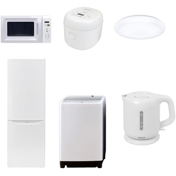 家電セット 寮 オフィス 事務所 新生活家電 6点セット (8kg洗濯機 173L冷蔵庫 電子レンジ 炊飯器 シーリングライト 電気ケトル) YAMAZEN(山善)