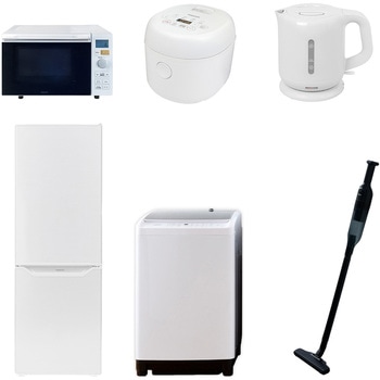 家電セット 寮 オフィス 事務所 新生活家電 6点セット (8kg洗濯機 173L冷蔵庫 オーブンレンジ 炊飯器 電気ケトル 軽量クリーナー) YAMAZEN(山善)