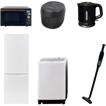 家電セット 寮 オフィス 事務所 新生活家電 6点セット (8kg洗濯機 173L冷蔵庫 オーブンレンジ 炊飯器 電気ケトル 軽量クリーナー) YAMAZEN(山善)
