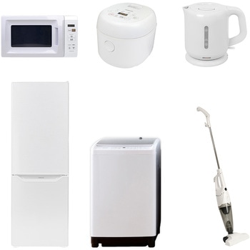 家電セット 寮 オフィス 事務所 新生活家電 6点セット (8kg洗濯機 173L冷蔵庫 電子レンジ 炊飯器 電気ケトル スティッククリーナー) YAMAZEN(山善)