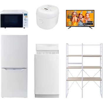 家電セット 寮 オフィス 事務所 新生活家電 6点セット (6kg洗濯機 106L冷蔵庫 オーブンレンジ 炊飯器 43型液晶テレビ 家電収納ラック) YAMAZEN(山善)