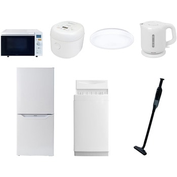 家電セット 寮 オフィス 事務所 新生活家電 7点セット (6kg洗濯機 106L冷蔵庫 オーブンレンジ 炊飯器 シーリングライト 電気ケトル 軽量クリーナー) YAMAZEN(山善)