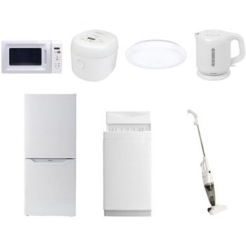 家電セット 寮 オフィス 事務所 新生活家電 7点セット (106L冷蔵庫 6kg洗濯機 電子レンジ 3合炊き炊飯器 オーブントースター 電気ケトル 掃除機) YAMAZEN(山善)