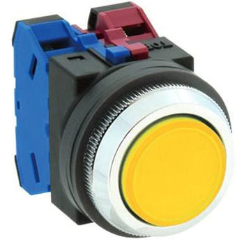 2a/30mm 押しボタンスイッチ(平型/黄) エスコ