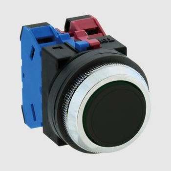 2b/30mm 押しボタンスイッチ(平型/黒) - エスコ