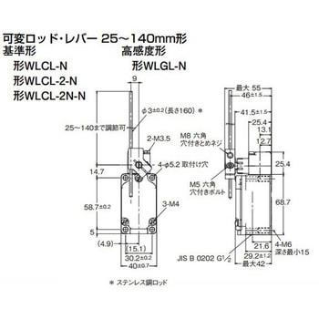 リミットスイッチ(可変ロッド・レバー形90°) エスコ