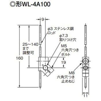 EA940DK-12LA リミットスイッチ(可変ロッド・レバー形90°) エスコ 寸法