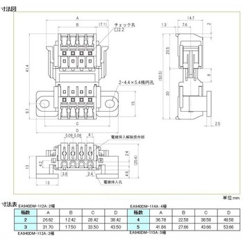 4極[DC300V/10A] スクリューレス端子台 エスコ