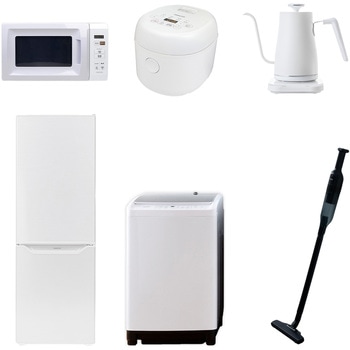 家電セット 寮 オフィス 事務所 新生活家電 6点セット (8kg洗濯機 173L冷蔵庫 電子レンジ 炊飯器 温調ケトル 軽量クリーナー) YAMAZEN(山善)