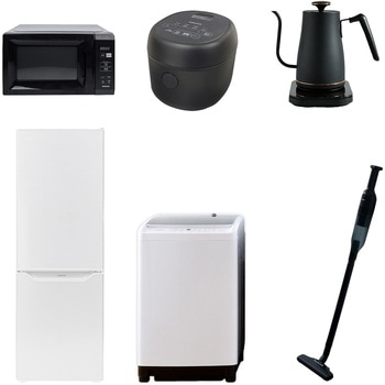 173LD81ZS6テン5B2 家電セット 寮 オフィス 事務所 新生活家電 6点セット (8kg洗濯機 173L冷蔵庫 電子レンジ 炊飯器 温調ケトル 軽量クリーナー) YAMAZEN(山善) 64644276