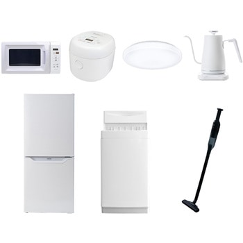 家電セット 寮 オフィス 事務所 新生活家電 7点セット (6kg洗濯機 106L冷蔵庫 電子レンジ 炊飯器 シーリングライト 温調ケトル 軽量クリーナー) YAMAZEN(山善)