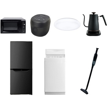 106L6DL81/S7テン5 家電セット 寮 オフィス 事務所 新生活家電 7点セット (6kg洗濯機 106L冷蔵庫 電子レンジ 炊飯器 シーリングライト 温調ケトル 軽量クリーナー) YAMAZEN(山善) 64644714