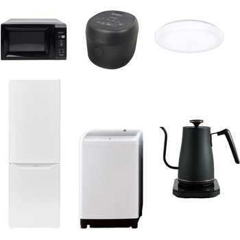 家電セット 寮 オフィス 事務所 新生活家電 6点セット (8kg洗濯機 173L冷蔵庫 電子レンジ 炊飯器 シーリングライト 温調ケトル) YAMAZEN(山善)