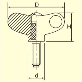 M6x20mm 雄ねじウイングノブ(黄銅チップ付) エスコ