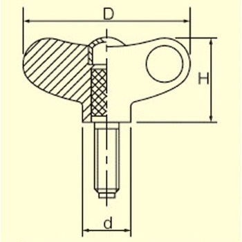 M6x30mm 雄ねじウイングノブ(黄銅チップ付) - エスコ